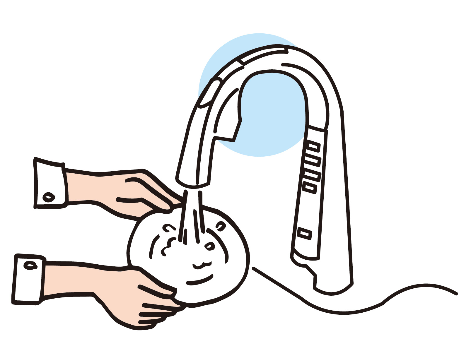 センサー水栓でお皿を洗う